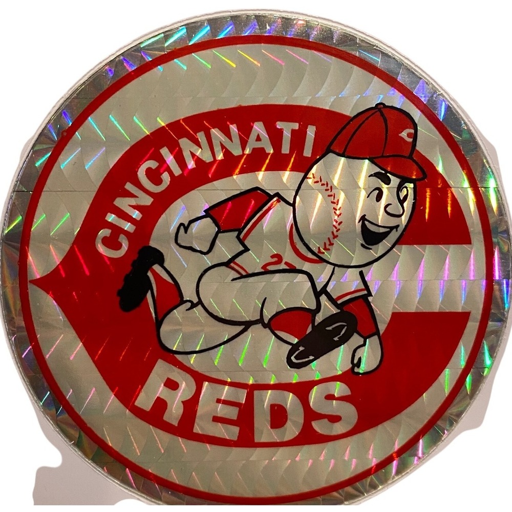 Vintage 1990s Cincinnati Reds‎ Holographic Baseball MLB Mascot Sticker